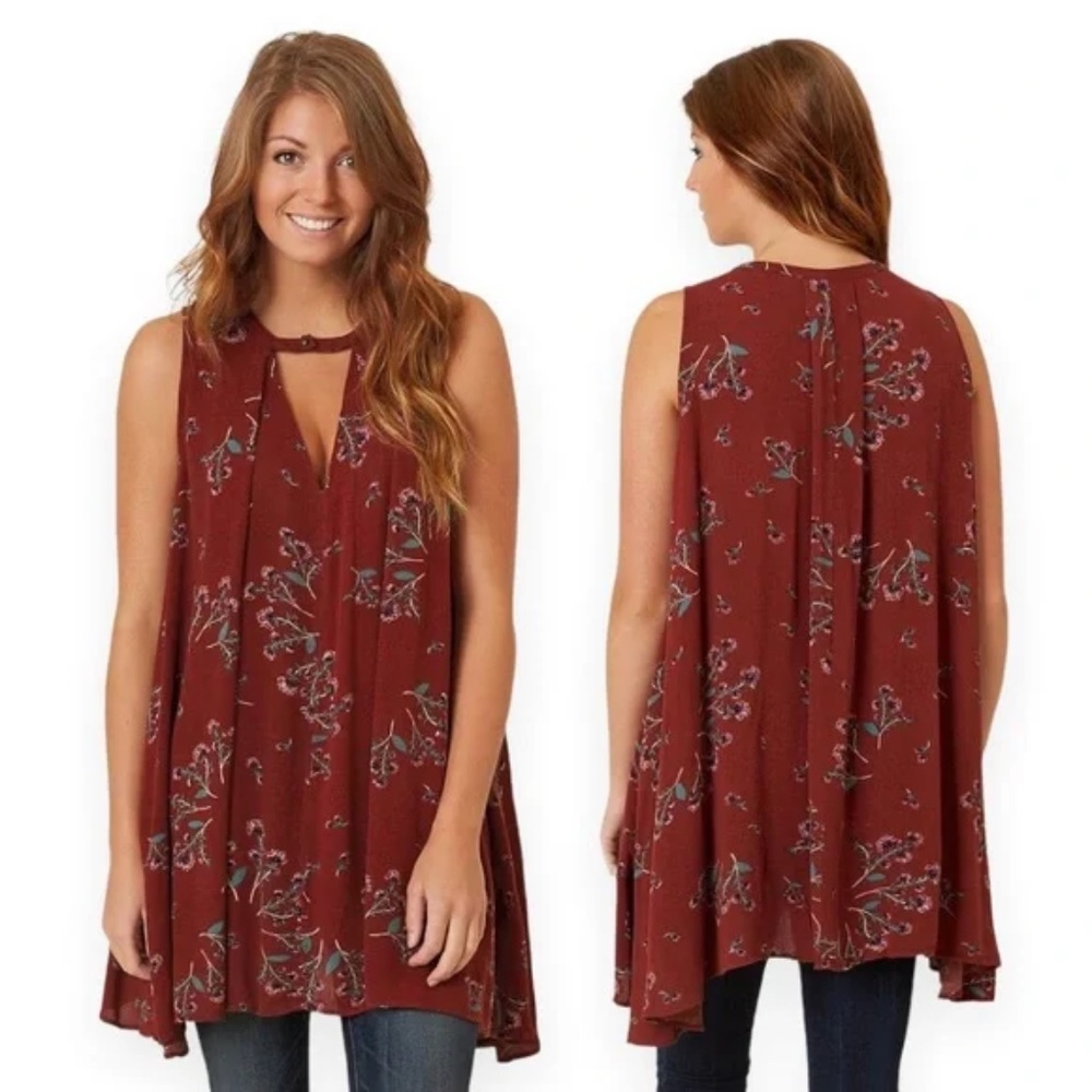 Free People Tree Swing Floral Tunic Minidress Sz Small